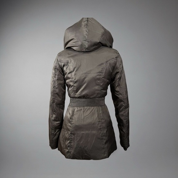 Victoria's Secret Beige Puffer Coat Cinched Full Zip Hooded Women's S  Cabincore - Picture 4 of 10